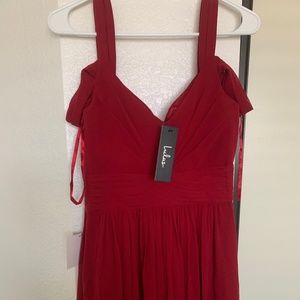 Red Drop shoulder Maxi Bridesmaid dress - New